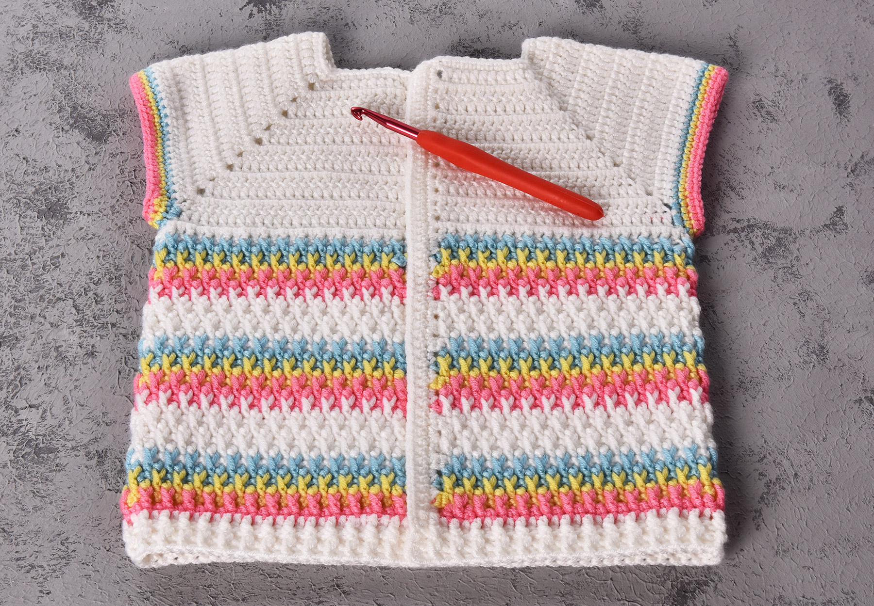 WHITE, BLUE, YELLOW, PINK CROCHET BABY VEST - Trendcrochet