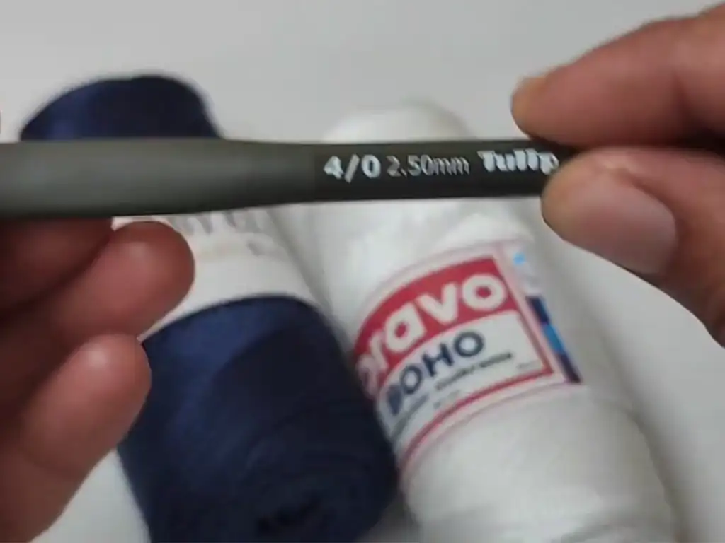 macrame yarn and crochet hook.