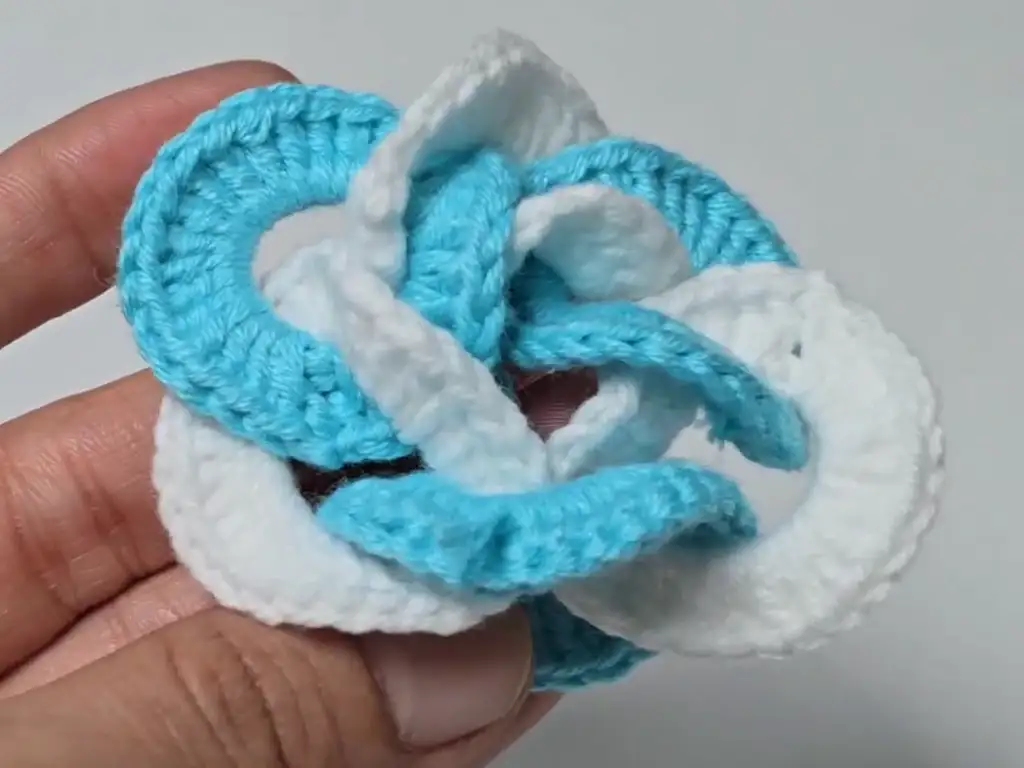 Blue and white crochet flower