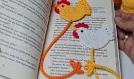 Cute crochet bookmark ideas for book lovers featuring chickens.