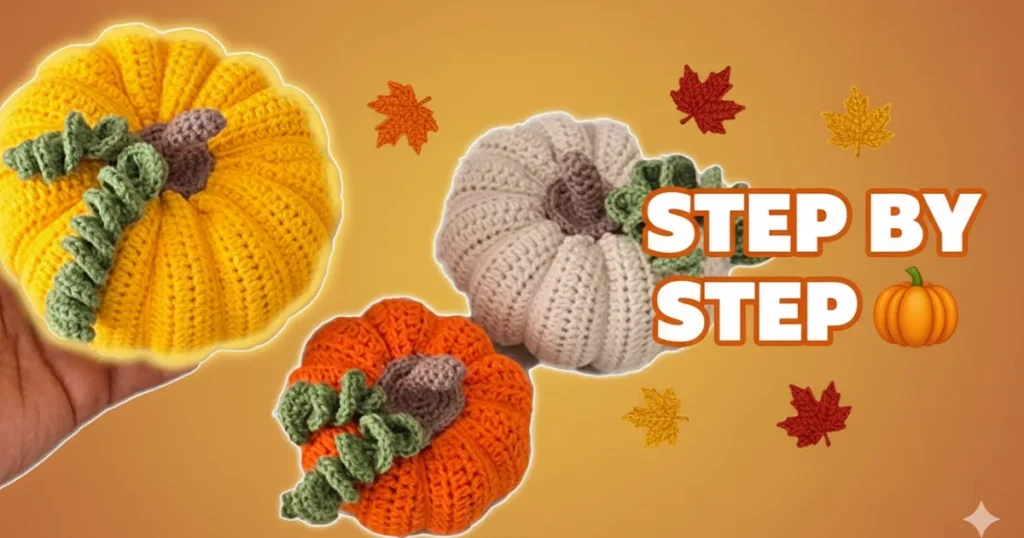 Step by step crochet pumpkin pattern – 3 sizes tutorial