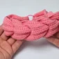 Crochet braided headband finished pink handmade beginner friendly pattern