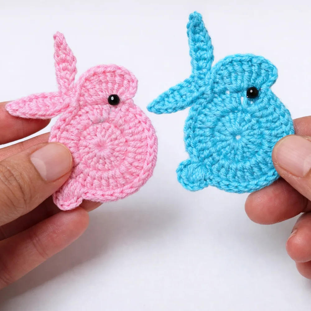 finished crochet bunny applique for beginners easy step by step crochet bunny tutorial result