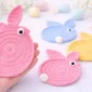 Easy crochet bunny coaster free pattern – pastel handmade bunny coaster tutorial for beginners