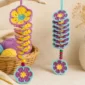 Easy crochet wind spinner with colorful 3D spiral, beads, and flower decoration for beginner-friendly handmade home decor.