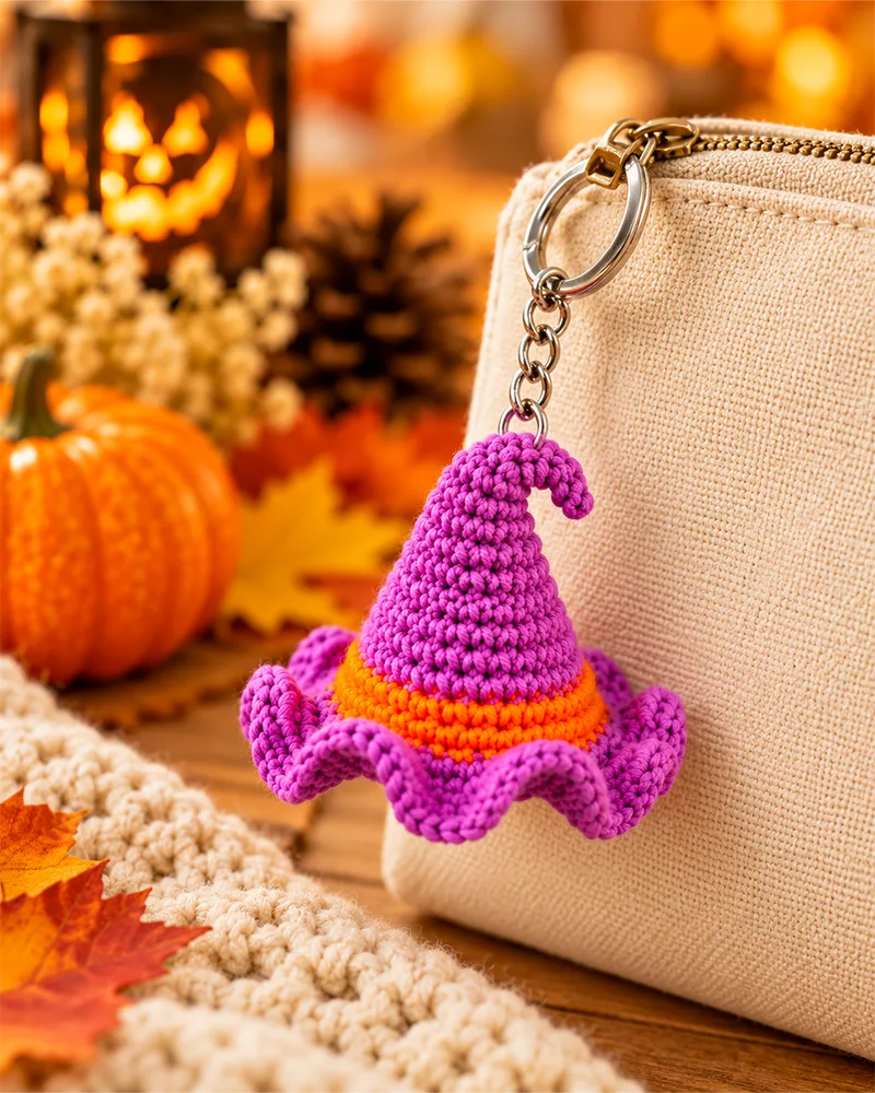 crochet-witch-hat-keychain-lifestyle-purple-bag-charm